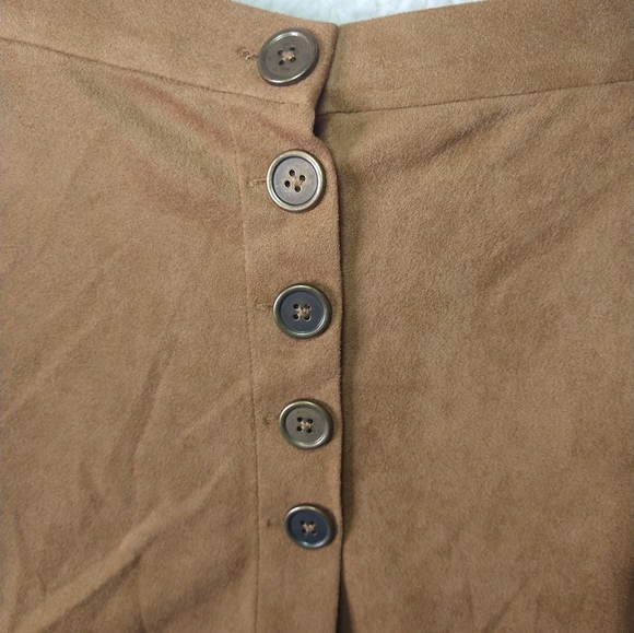 Coco + Jaimeson Womens Small Brown Suede Look Mini Casual A-Line Skirt Button - Picture 3 of 10
